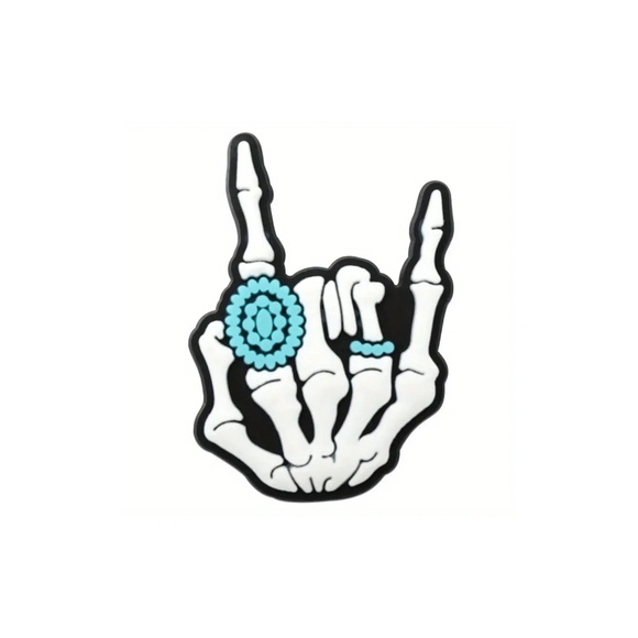 Turquoise Skeleton Rock Hands Straw Topper - Picture 1 of 2